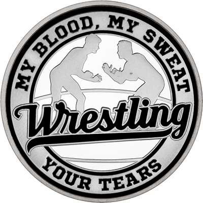 Black "Wrestling" with Black Outer Circular Borders